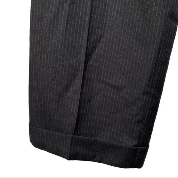 AXIST‎ MEN'S BLACK PINSTRIPE PLEATED FRONT CUFFED HEM DRESS PANTS 32X32-EUC - Picture 5 of 6